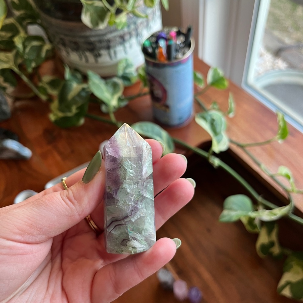Multicolor crystal rainbow fluorite Tower